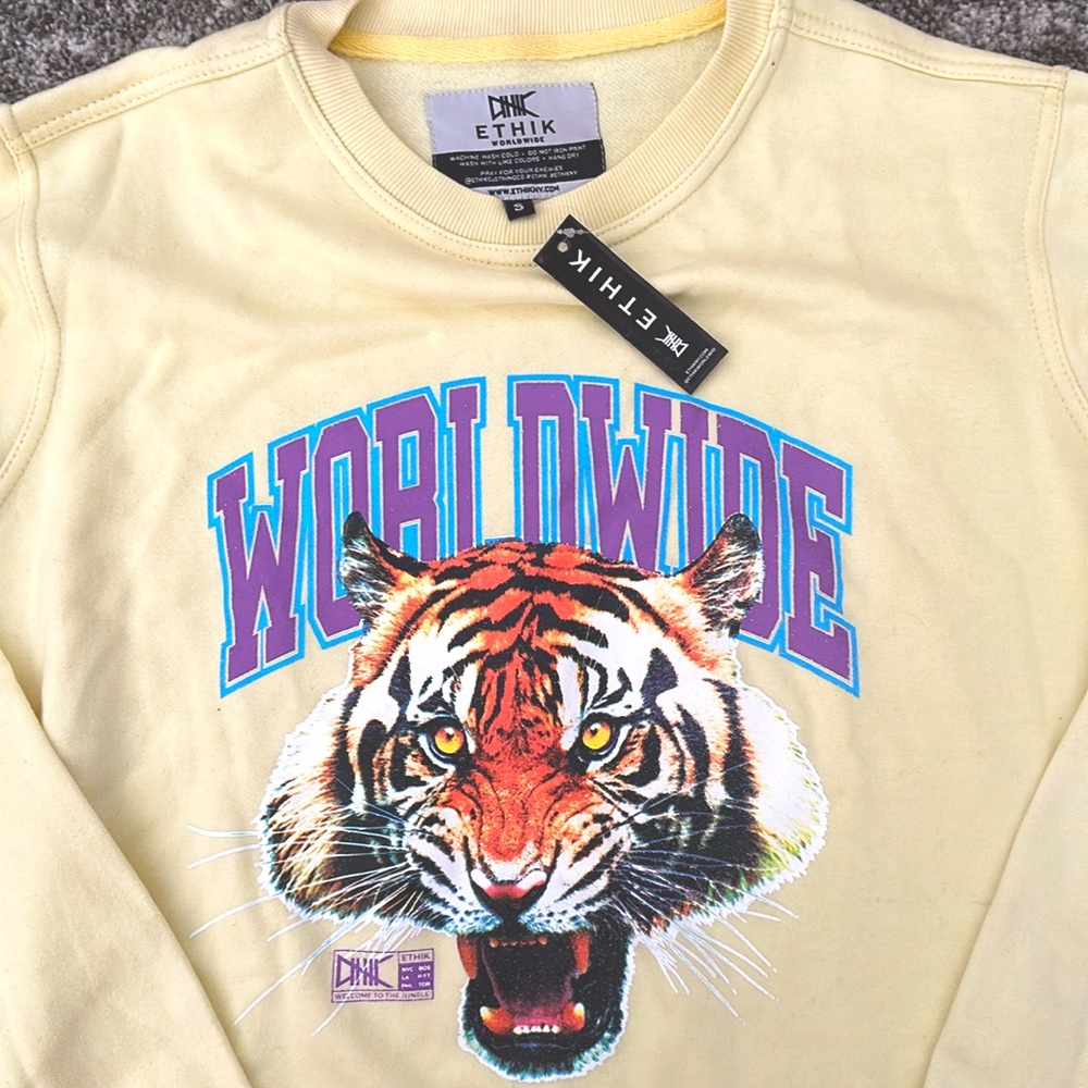 Ethik Worldwide Tiger Crewneck Fleece Pullover Sweatshirt